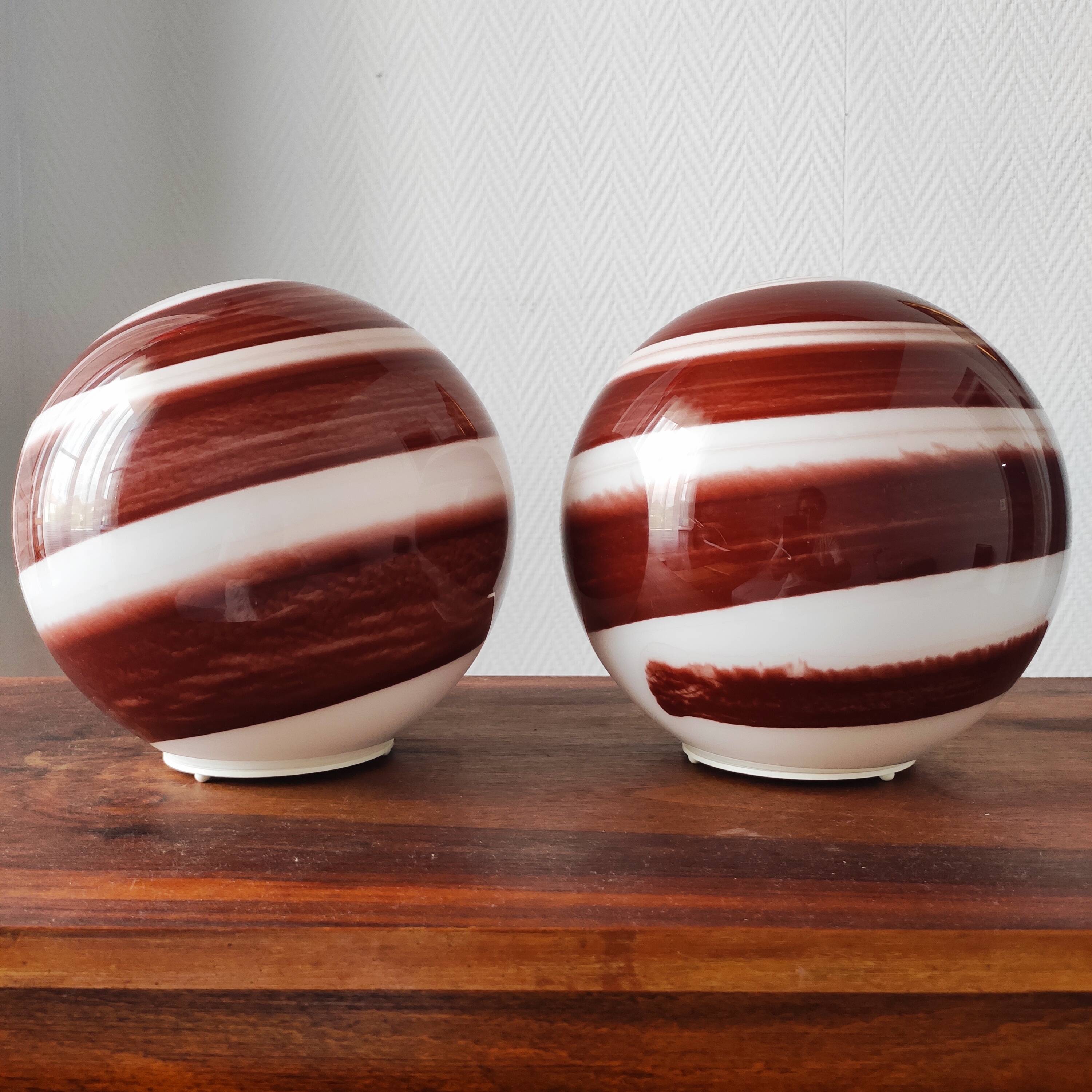 Pair of vintage 80-90 glass ball lamps