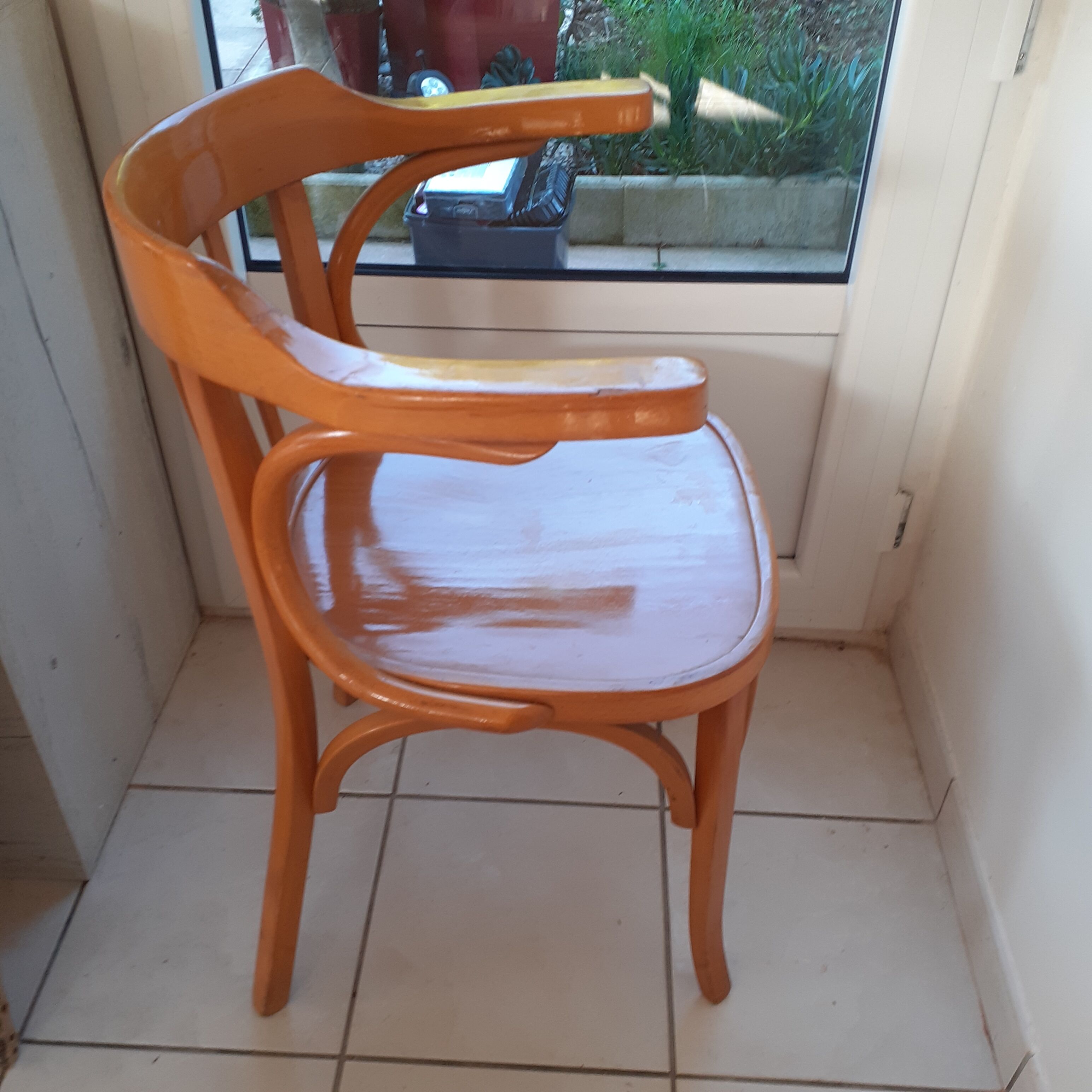 Baumann armchair in light beech. With its label.