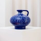 Deep cobalt blue glazed ceramic vase by VEB Haldensleben, mid-century 1960s Fat Lava style