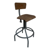 Industrial workshop chair in wood and metal – adjustable