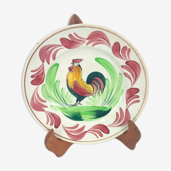 Plate plate rooster earthenware old moulin des loups st amand hamage french ceramic vintage