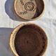 Antique basket with ethnic lid with black/brown and red décor