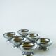 Set of 6 stainless steel ice cream bowls, wide base, Design, 1970 - 4.2 x 9 cm