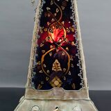 Moorish style lamp in patinated copper and painted glass, France, Mid-Century