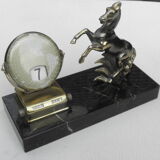 Perpetual calendar art deco horse figurine in marble