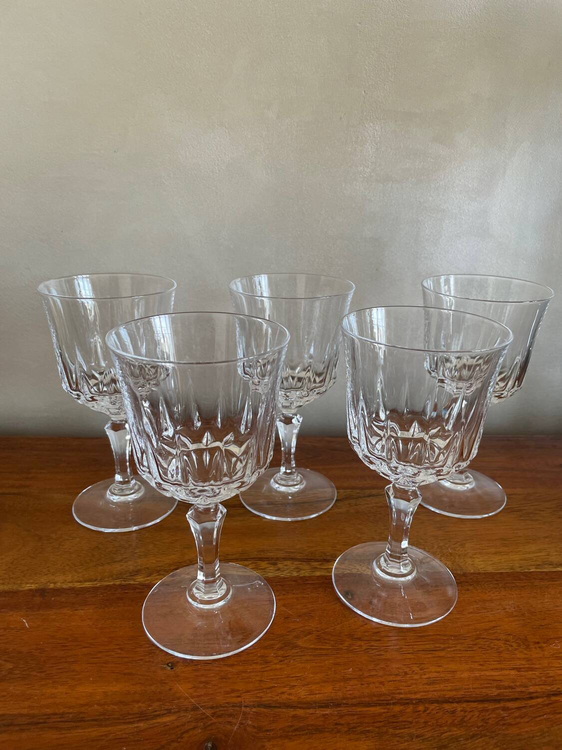 5 large Arques crystal water glasses