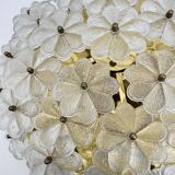 Large Floral Crystal Glass Flush Lamp by Ernst Palme , 1970s
