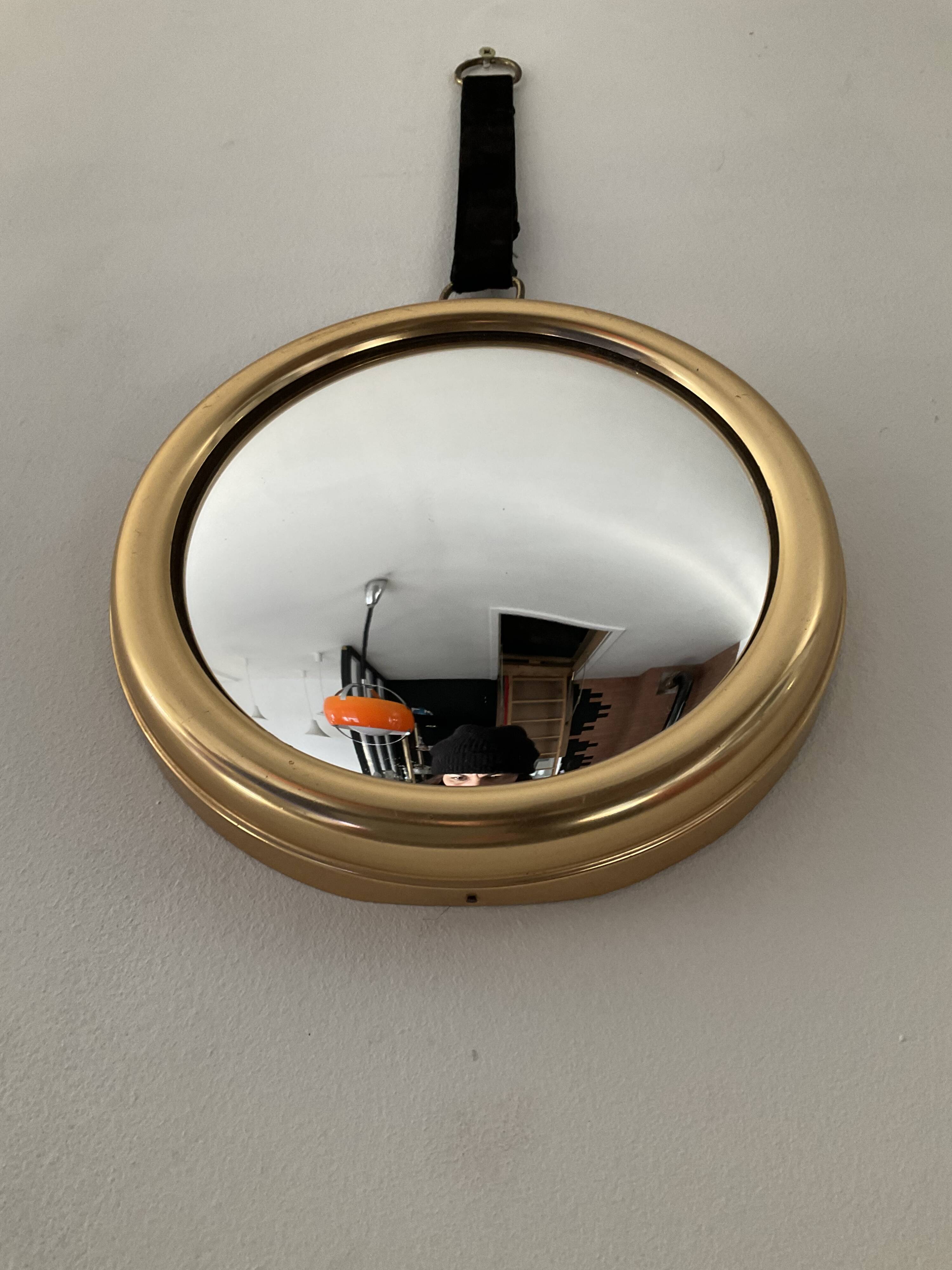 Witch's eye mirror vintage brass medallion 70s