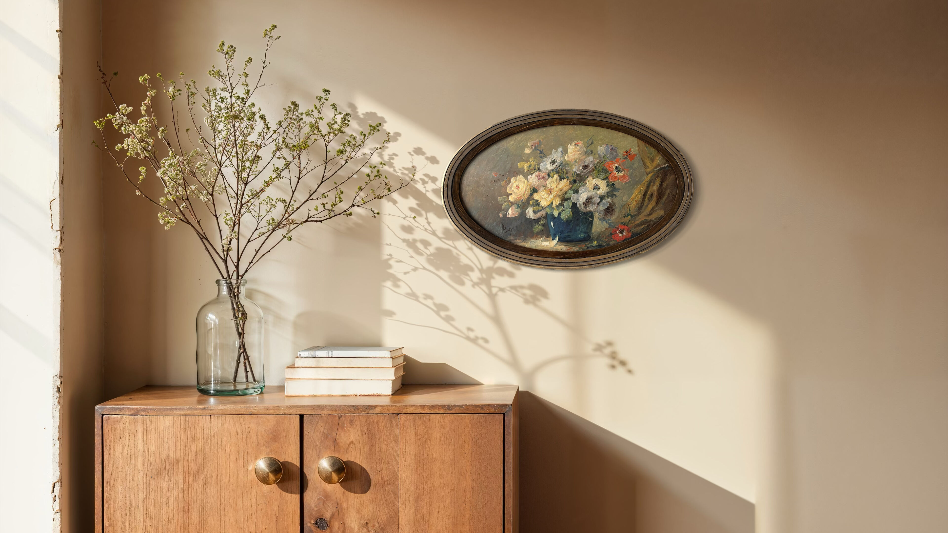 Still life with flowers, oil on panel circa 1930