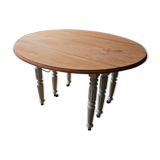 Round table with walnut shutter on wheels raw tray feet chalk