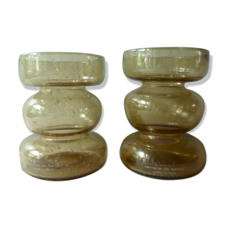 Paire de vases en verre bullé Ile de Bendor des années 70