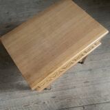 Vintage oak and rattan bedside table