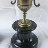 Pair of bronze Napoleon III marble candelabra with mantelpiece decoration