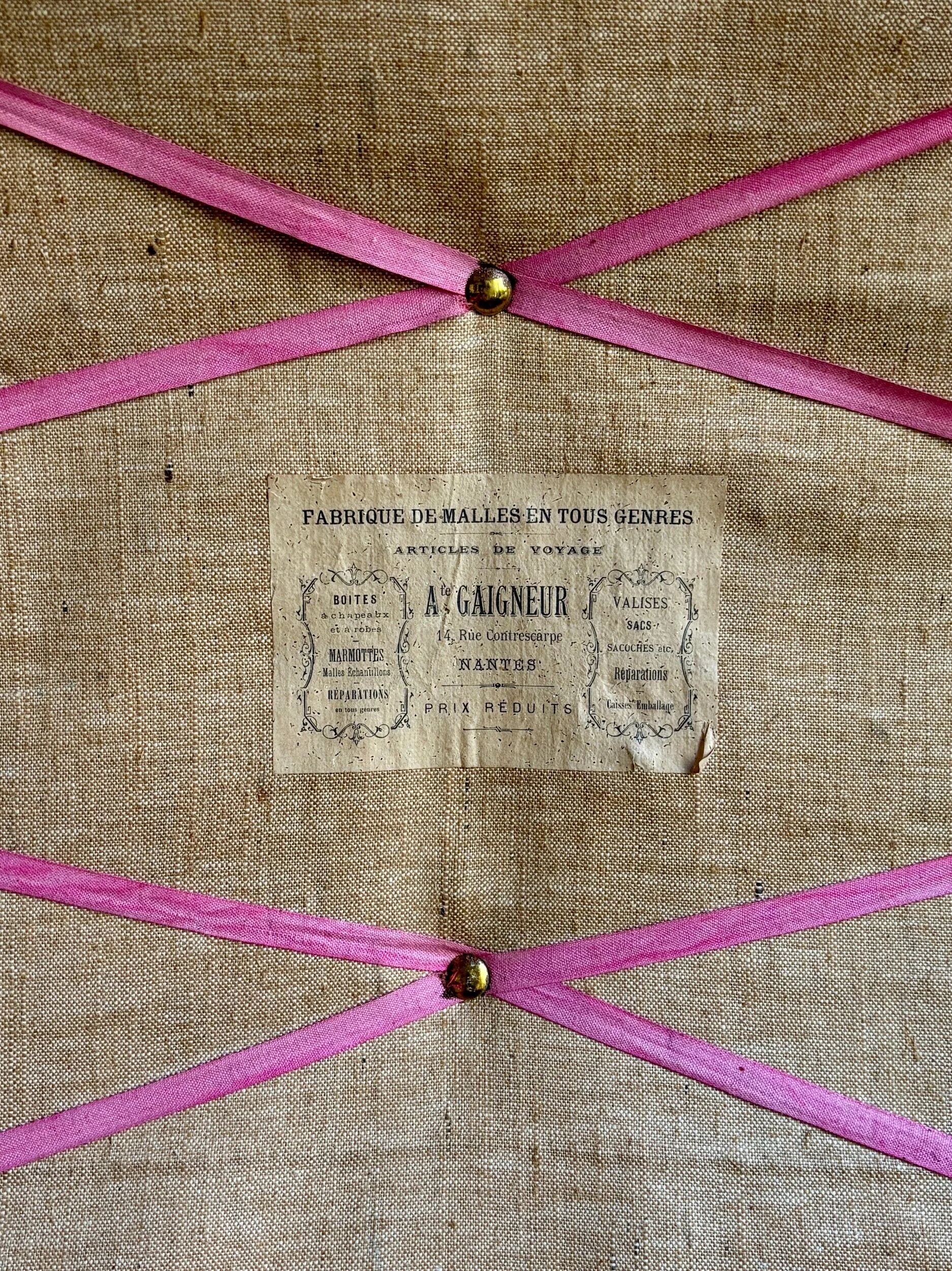 Wicker bag Gaigneur, coated canvas and leather marked JG