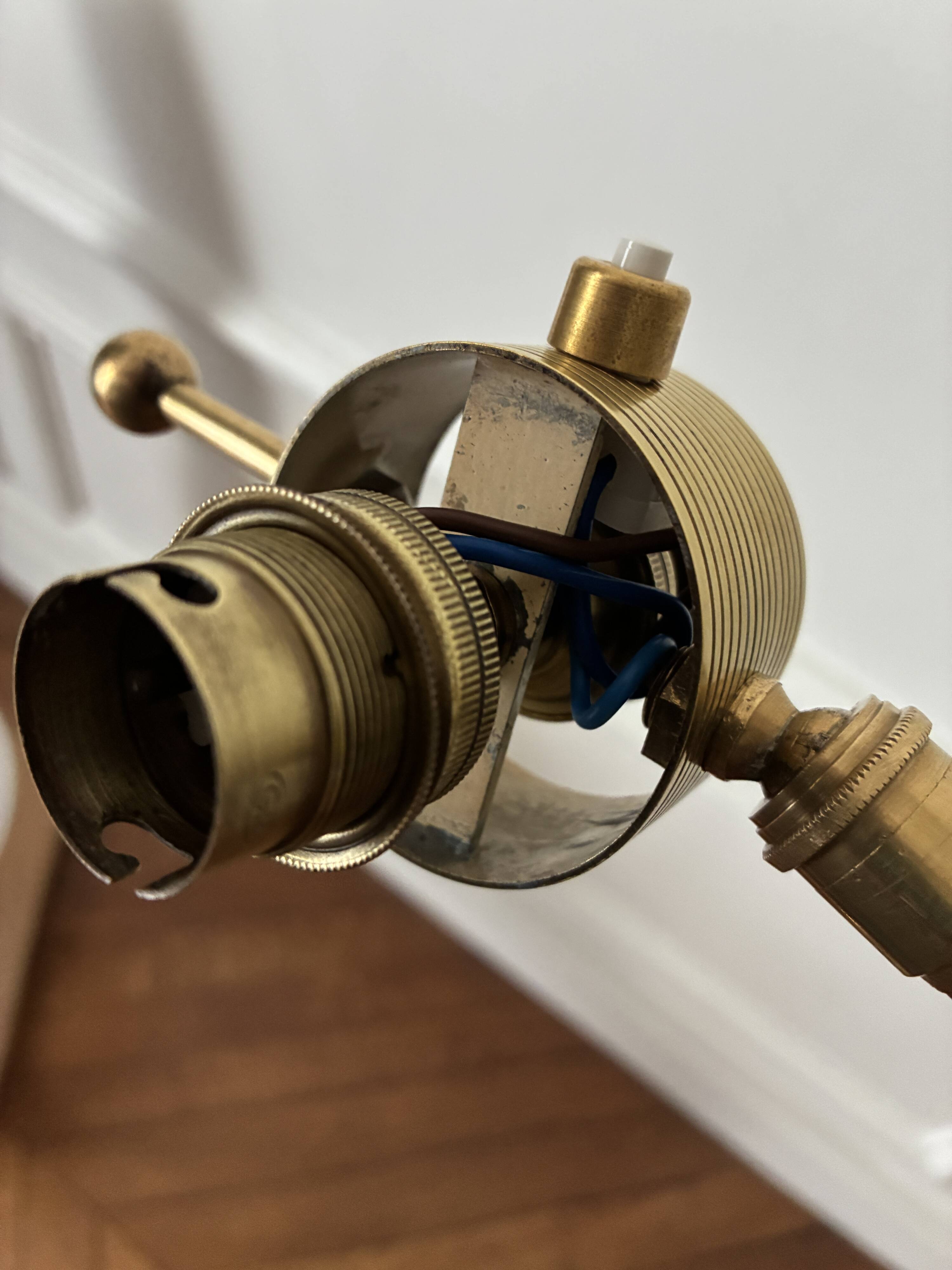 Adjustable Diabolo floor lamp in brass - 1950s