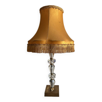 large crystal and brass lamp
