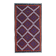 Tapis Kilim Turkman, tissage plat géométrique bordeaux et bleu marine, 314 × 174 cm