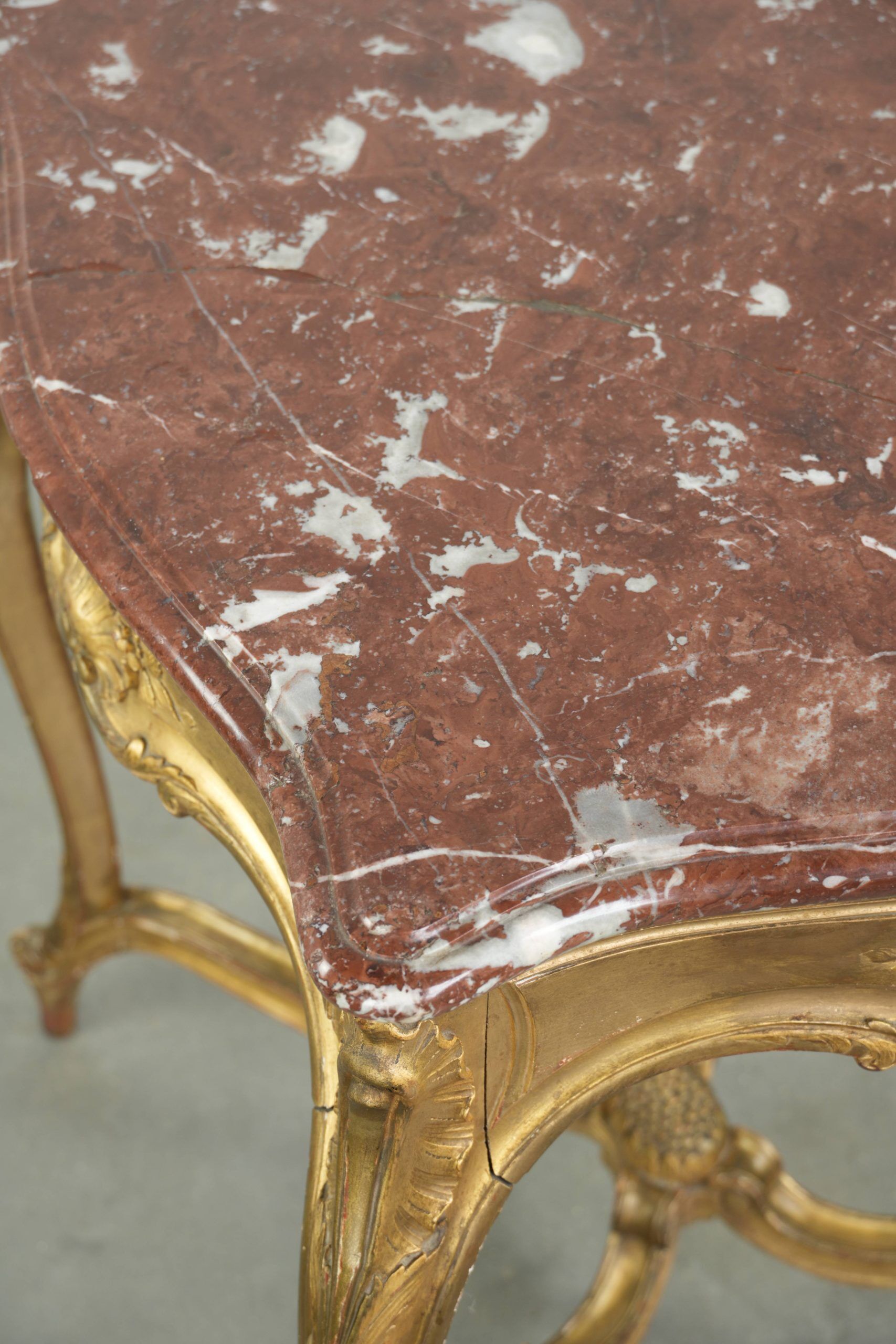 Antique French side table with marble tabletop from the 19th century