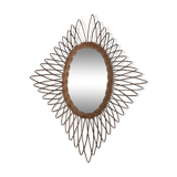 Vintage woven wicker mirror