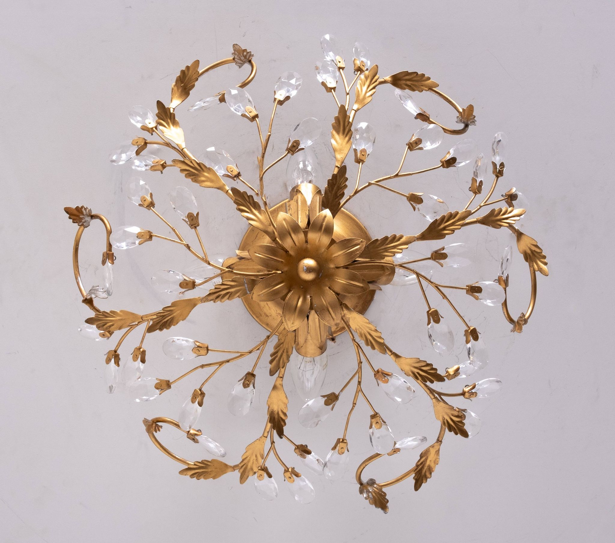 Gilded floral flush mount light attrib to banci firenze