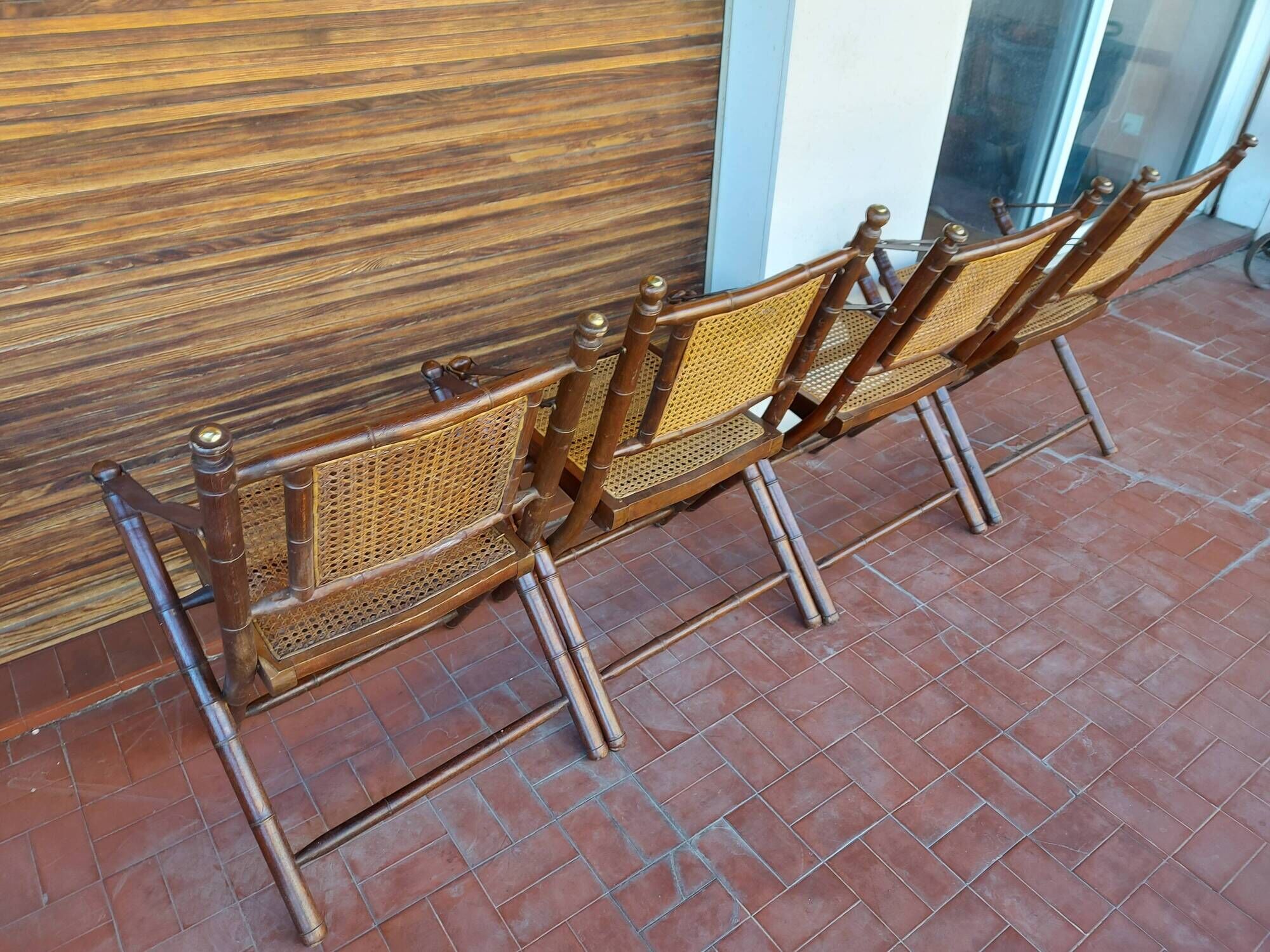 Set of 4 folding chairs old colonial style
