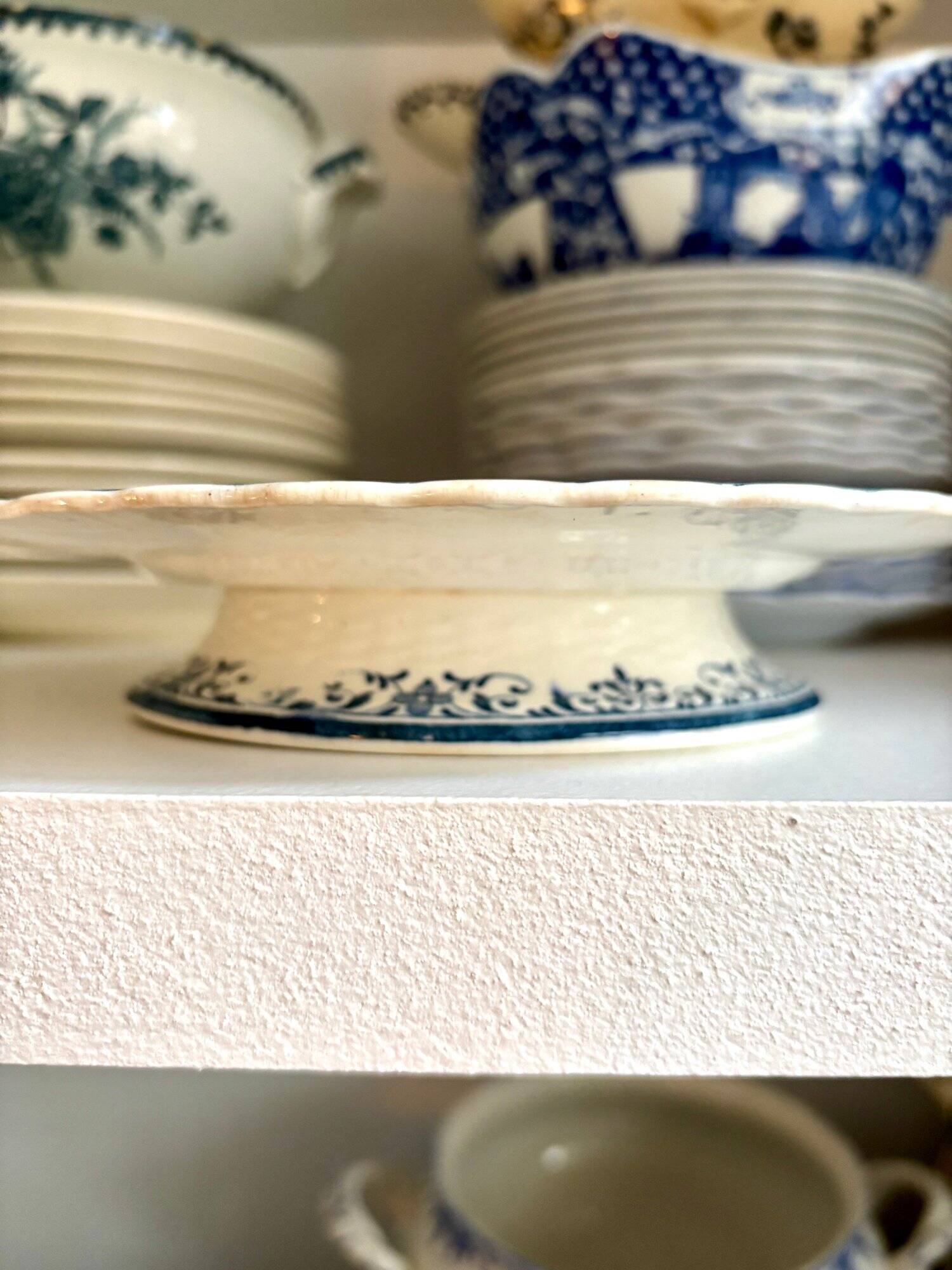 Minton ironstone cake plate, "Moustiers" service