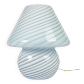 Murano glass lamp in the shape of a mushroom made using the swirling technique of mouth blown glass.