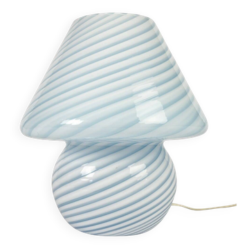 Murano glass lamp in the shape of a mushroom made using the swirling technique of mouth blown glass.