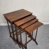 Pyroengraved wooden trundle tables