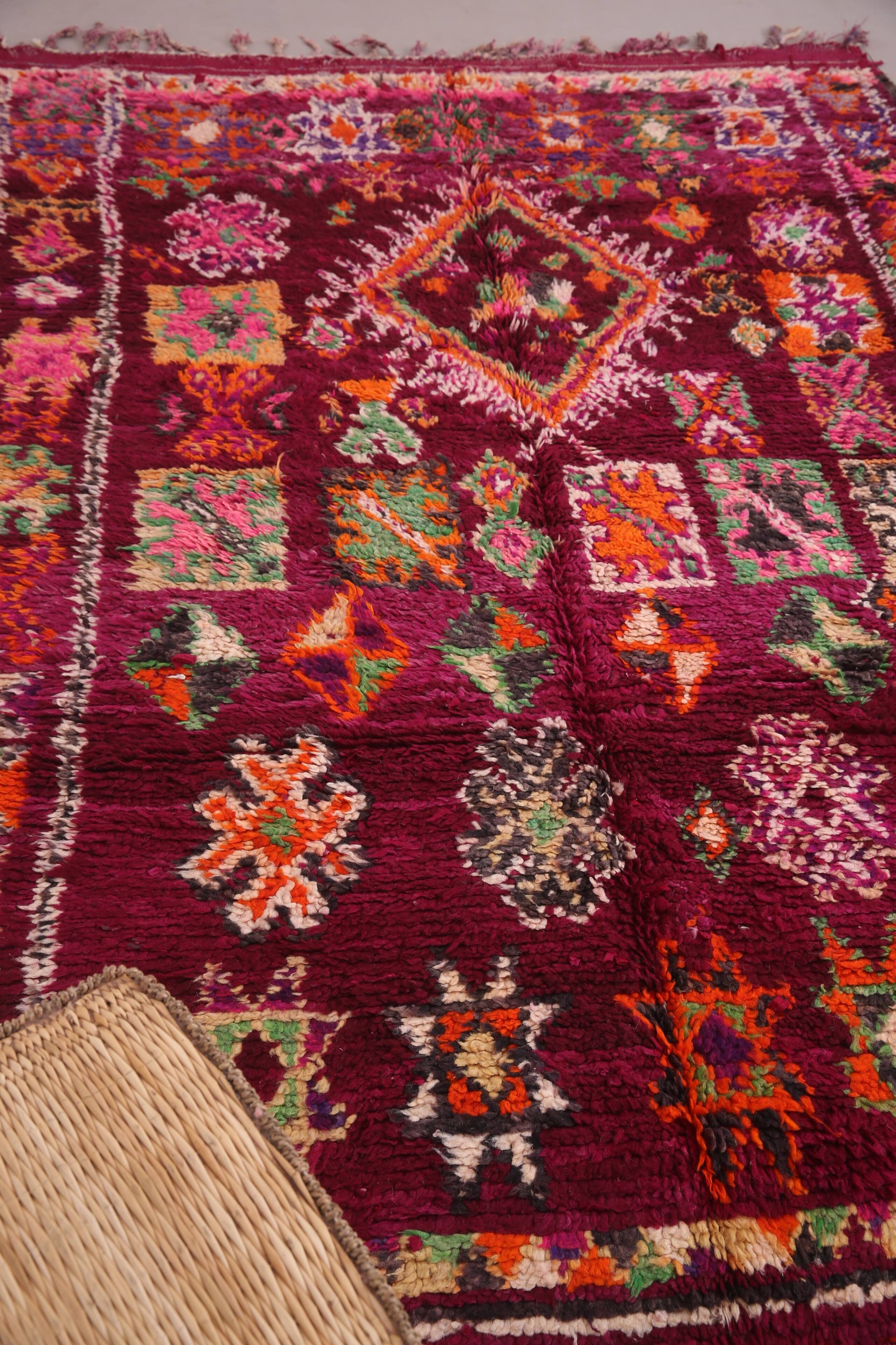 Tapis marocain bourgogne 177 x 261 cm - Tapis berbère vintage - Tapis en laine fait main