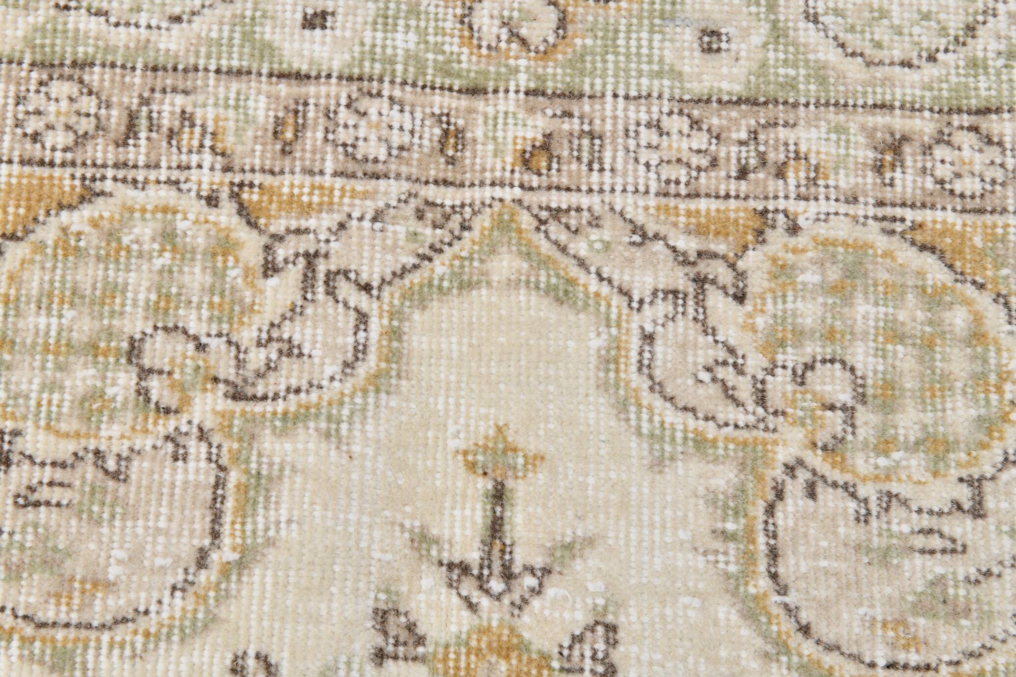 5x9 Light Green & Beige Madallion Corners Vintage Rug, 166x268Cm