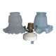 Pair of Art Nouveau 1900 frosted glass ceiling lights and their base