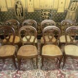 Set of 8 Louis Philippe cane chairs - caned in oak