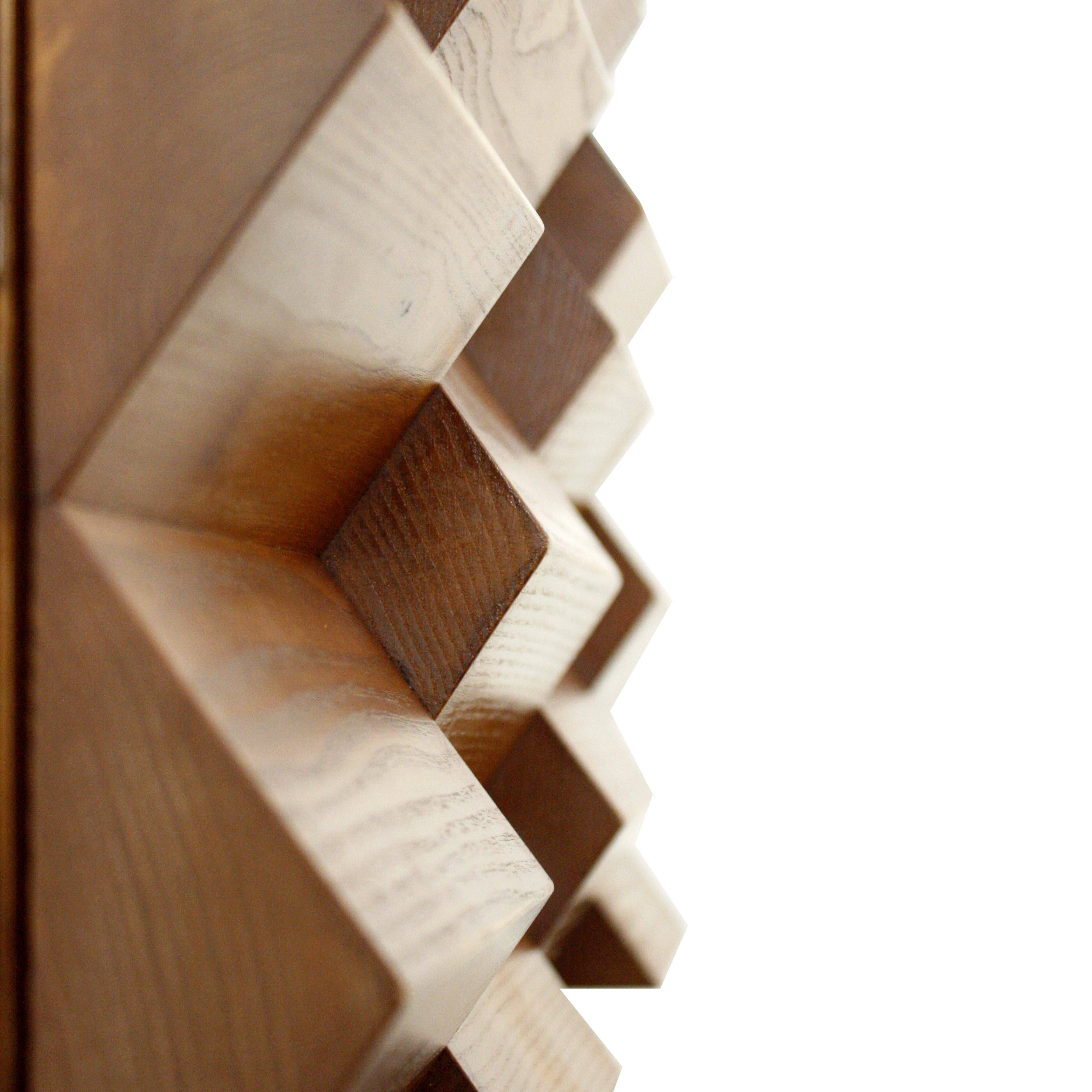 Mid-Century Modern Style Oak Wood and Black Glass Italian Sideboard