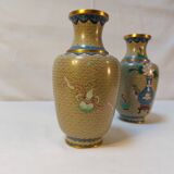 Pair of small cloisonné vases with Japanese polychrome decoration