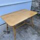 Vintage 80s extendable oak veneer rattan table