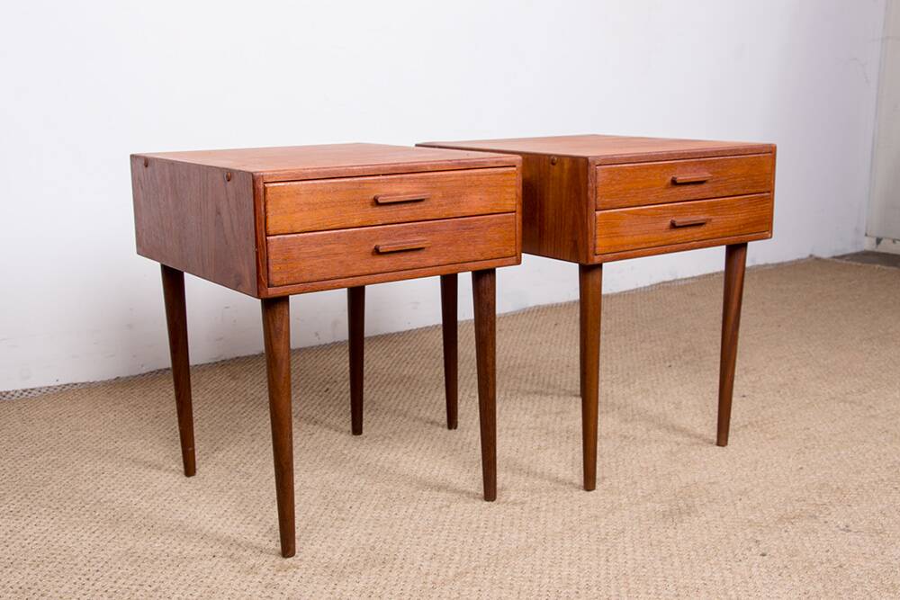 Pair of Danish teak bedside tables by PBJ Mobler 1960