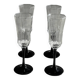 4 large Luminarc Octime vintage octagonal champagne flutes with black foot