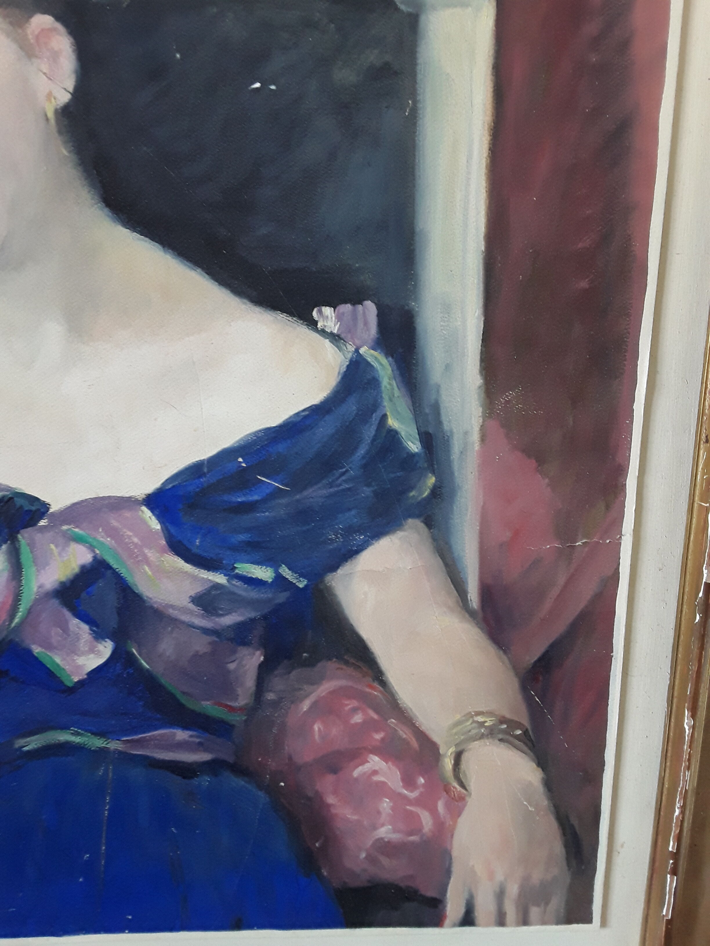 Portrait painting on wood 50s