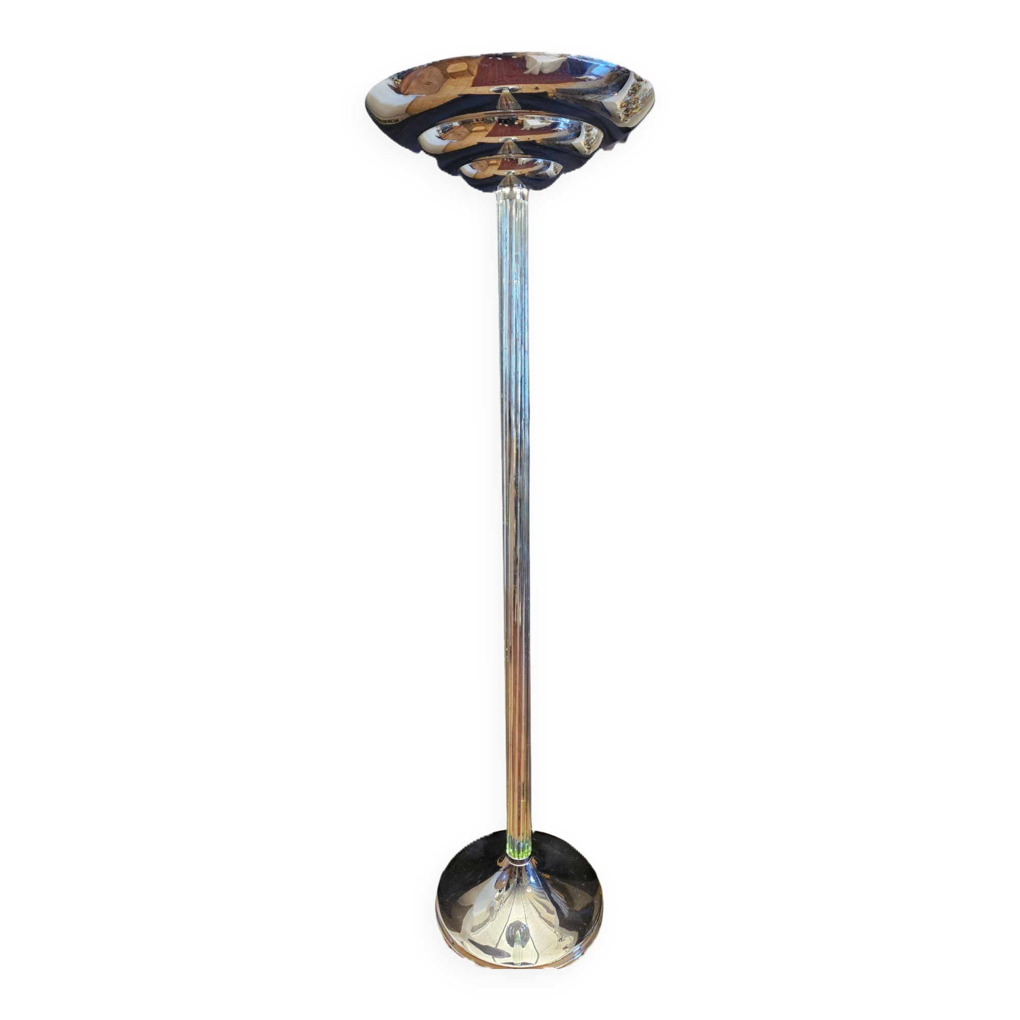 G. frattini pour relco lampadaire vintage chrome et tiges en verre