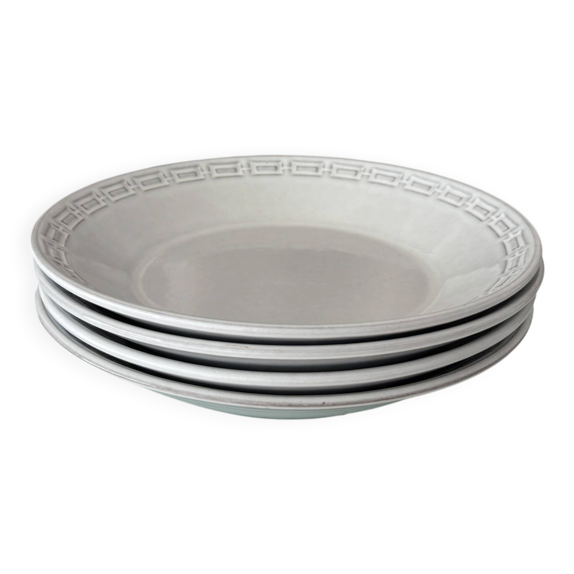 Ensemble de 4 assiettes à soupe en grès Ceramano Allemagne | Moderne du milieu du siècle