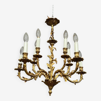 Rococo chandelier. Solid gilded bronze.