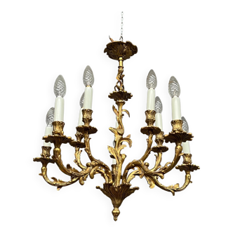 Rococo chandelier. Solid gilded bronze.