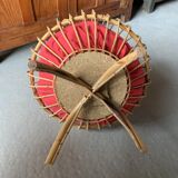 Round rattan worker - pink fabric