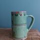 Handmade ceramic mug vase signed in enamelled terracotta