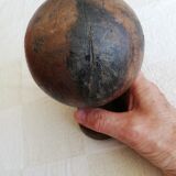 Boule de rampe d'escalier ancienne en bois tourné
