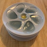 9 vintage oyster plates Salins France in ceramic