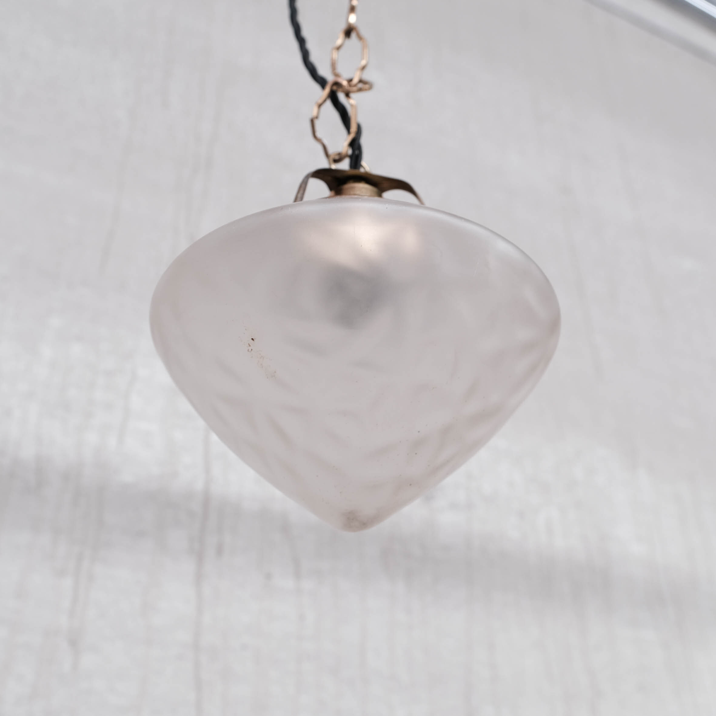 Mid-century opaque glass and brass pendant
