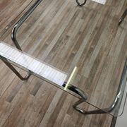 1970s Bauhaus table in chromed tubular steel and glass