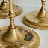3 patinated brass candle holders